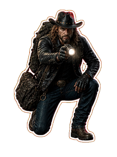 Cowboy sliding beneath a closing gate sticker
