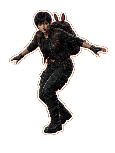 Short-haired East Asian woman balancing on a beam sticker