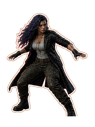 Blue-haired survivor defending herself sticker